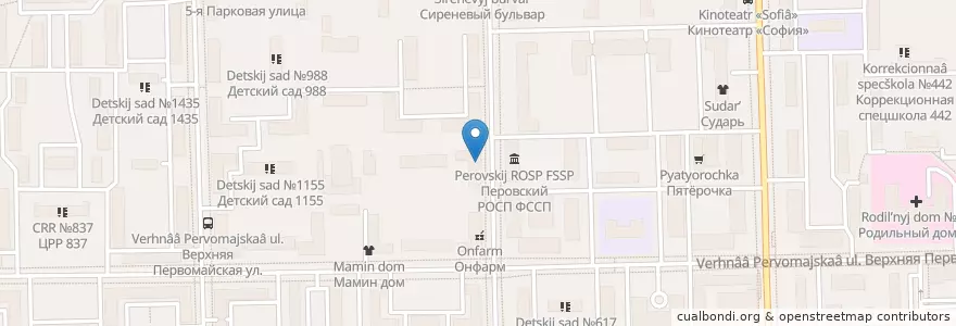 Mapa de ubicacion de Москва 105264 en Rússia, Distrito Federal Central, Москва, Восточный Административный Округ, Район Измайлово.