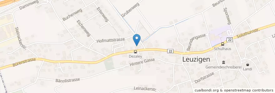 Mapa de ubicacion de Dézaley en スイス, ベルン, Verwaltungsregion Seeland, Verwaltungskreis Seeland, Leuzigen.