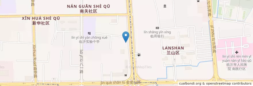 Mapa de ubicacion de 工商银行 en China, Shandong, 临沂市, 兰山区 (Lanshan), 银雀山街道.