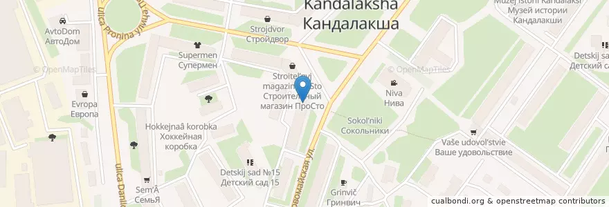 Mapa de ubicacion de Чинар en Russie, District Fédéral Du Nord-Ouest, Oblast De Mourmansk, Кандалакшский Район, Городское Поселение Кандалакша.