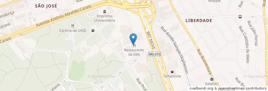 Mapa de ubicacion de Restaurante da EBA en البَرَازِيل, المنطقة الجنوبية الشرقية, ميناس جيرايس, Região Geográfica Intermediária De Belo Horizonte, Região Metropolitana De Belo Horizonte, Microrregião Belo Horizonte, بيلو هوريزونتي.