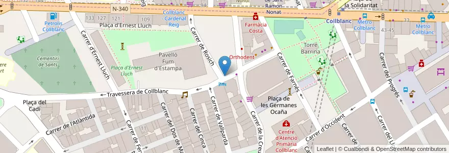 Mapa de ubicacion de 183 Poliesportiu Municipal Fum d'Estampa en スペイン, カタルーニャ州, Barcelona, バルサルネス, Barcelona, L'Hospitalet De Llobregat.