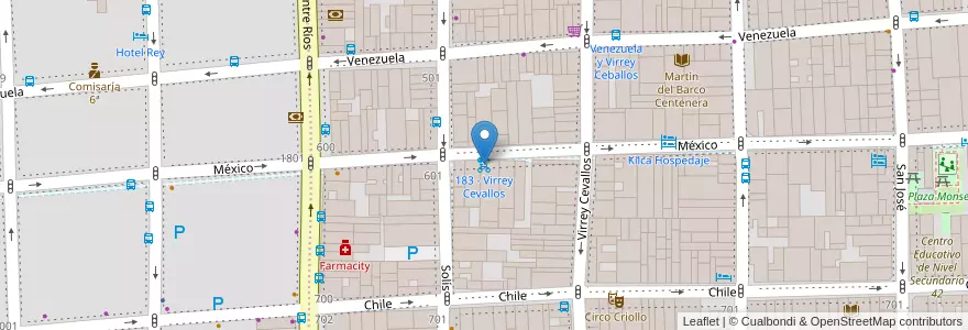 Mapa de ubicacion de 183 - Virrey Cevallos en Argentinien, Ciudad Autónoma De Buenos Aires, Comuna 1, Buenos Aires.