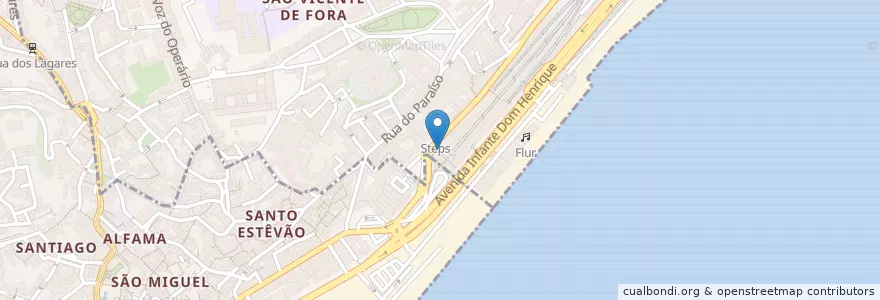 Mapa de ubicacion de Interrent en Portugal, Grande Lisboa, Lisbonne, São Vicente.