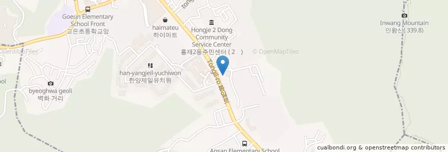 Mapa de ubicacion de 미소지음치과 en Республика Корея, Сеул, 서대문구, 홍제2동.