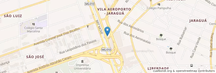 Mapa de ubicacion de Quality Hotel Pampulha en ブラジル, 南東部地域, ミナス ジェライス, Região Geográfica Intermediária De Belo Horizonte, Região Metropolitana De Belo Horizonte, Microrregião Belo Horizonte, ベロオリゾンテ.