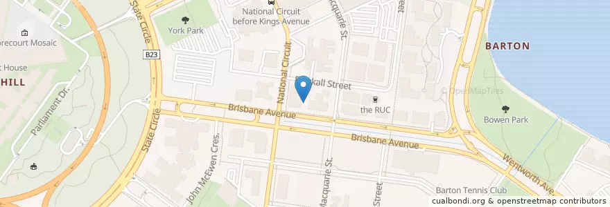 Mapa de ubicacion de The Daily Grind en Australia, New South Wales, Australian Capital Territory, District Of Canberra Central.
