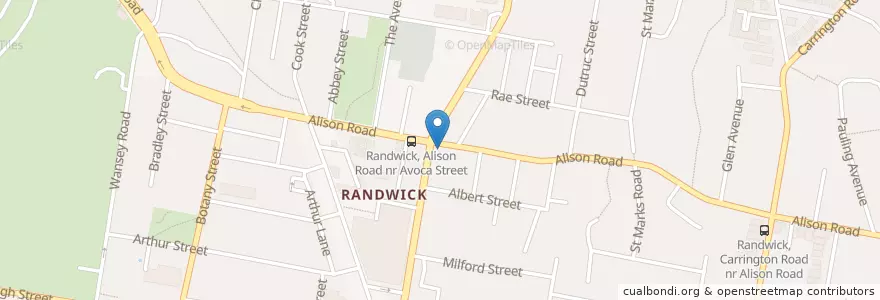 Mapa de ubicacion de Coach & Horses Hotel en 오스트레일리아, New South Wales, 시드니, Randwick City Council.