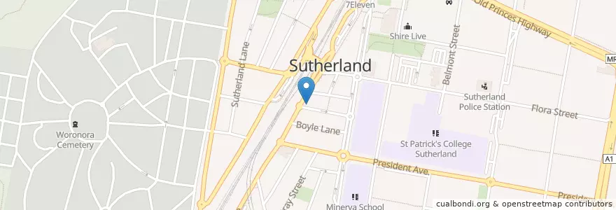 Mapa de ubicacion de Boyles Hotel en Australië, Nieuw-Zuid-Wales, Sutherland Shire Council, Sydney.