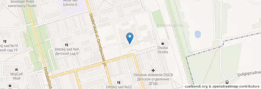 Mapa de ubicacion de Долгопрудненская центральная городская больница en Russia, Central Federal District, Moscow Oblast, Dolgoprudny.