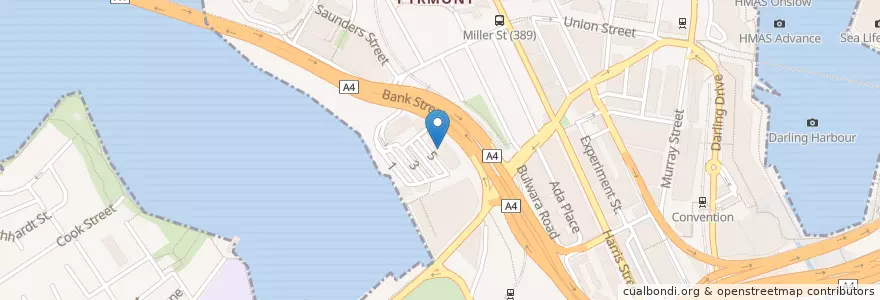 Mapa de ubicacion de Fish Market Cafe en 오스트레일리아, New South Wales, Council Of The City Of Sydney, 시드니.