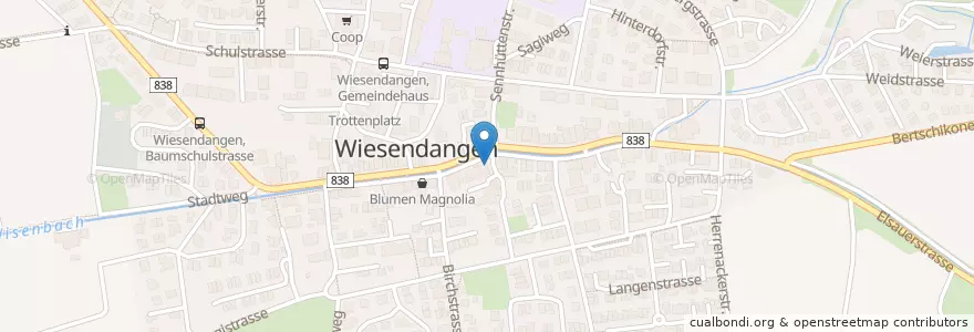 Mapa de ubicacion de Café Wisent en Швейцария, Цюрих, Bezirk Winterthur, Wiesendangen.