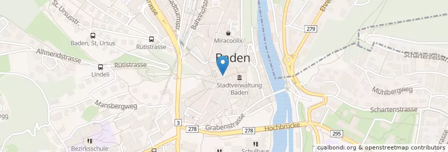 Mapa de ubicacion de UnvermeidBAR en Швейцария, Аргау, Bezirk Baden, Baden.