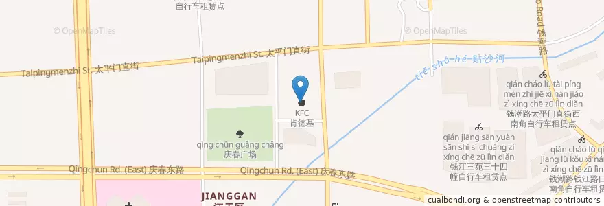 Mapa de ubicacion de 肯德基 en China, Zhejiang, 杭州市, 江干区, 四季青街道.