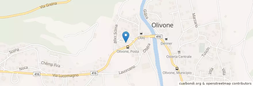 Mapa de ubicacion de Raiffeisen en Schweiz/Suisse/Svizzera/Svizra, Ticino, Distretto Di Blenio, Circolo D'Olivone, Blenio.