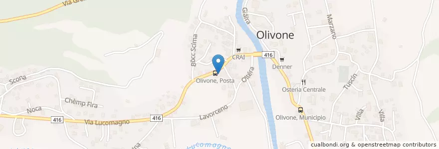 Mapa de ubicacion de 6718 Olivone en Suisse, Tessin, District De Blenio, Circolo D'Olivone, Blenio.