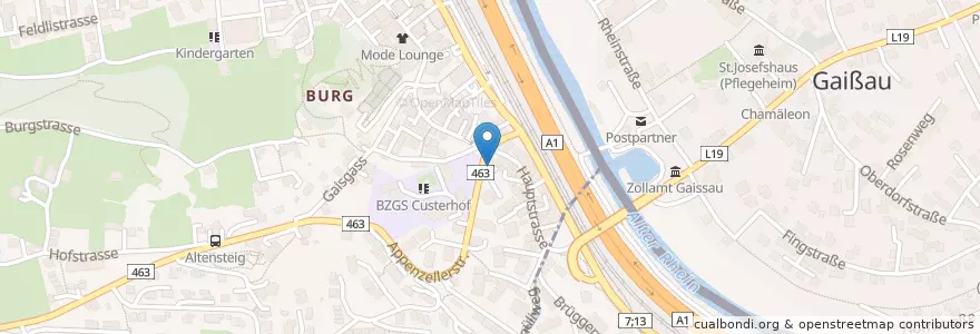 Mapa de ubicacion de Spurt en Suíça, Sankt Gallen, Wahlkreis Rheintal, Rheineck.