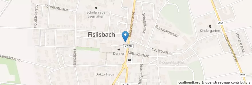 Mapa de ubicacion de Restaurant Rössli en Suíça, Aargau, Bezirk Baden, Fislisbach.