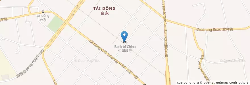 Mapa de ubicacion de 中国銀行 en الصين, شاندونغ, مدينة تشينغداو, 市北区 (Shibei).