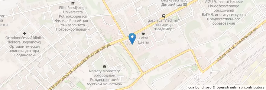 Mapa de ubicacion de Владимир en Rusland, Centraal Federaal District, Владимирская Область, Городской Округ Владимир.