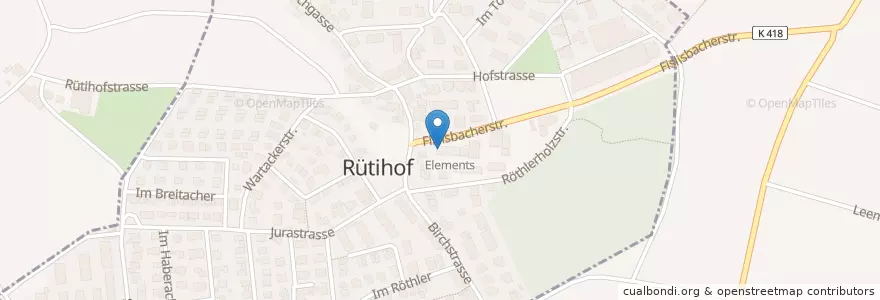 Mapa de ubicacion de Rütihof en 瑞士, Aargau, Bezirk Baden, Baden.