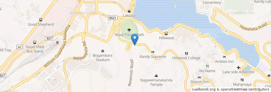 Mapa de ubicacion de Sangaraja Temple en Sri Lanka, මධ්‍යම පළාත, මහනුවර දිස්ත්‍රික්කය.
