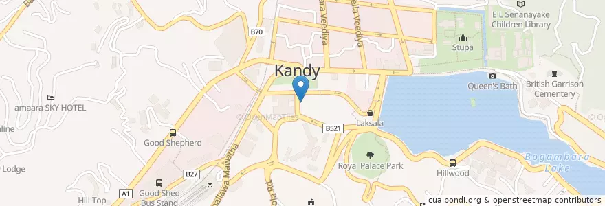 Mapa de ubicacion de Kandy Fire Brigade en ශ්‍රී ලංකාව இலங்கை, මධ්‍යම පළාත, මහනුවර දිස්ත්‍රික්කය.