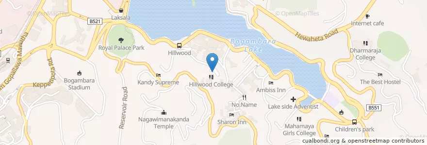 Mapa de ubicacion de Hillwood College en Sri Lanka, මධ්‍යම පළාත, මහනුවර දිස්ත්‍රික්කය.