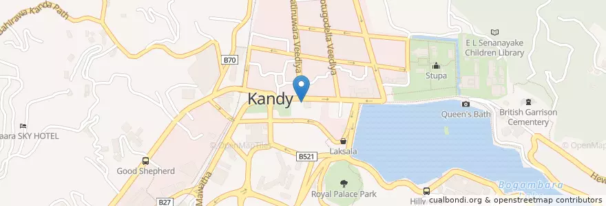Mapa de ubicacion de Sampath Bank Kandy en ශ්‍රී ලංකාව இலங்கை, මධ්‍යම පළාත, මහනුවර දිස්ත්‍රික්කය.