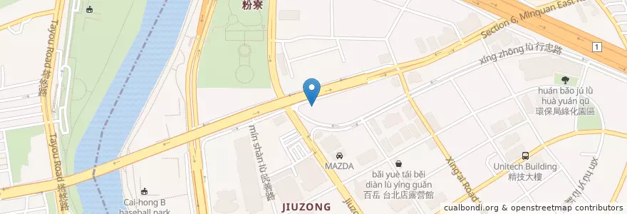 Mapa de ubicacion de 全國加油站 en 台湾, 新北市, 台北市, 内湖区.