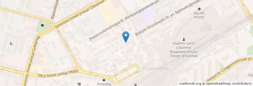 Mapa de ubicacion de Железнодорожная поликлиника en Russia, Distretto Federale Meridionale, Territorio Di Krasnodar, Городской Округ Краснодар.