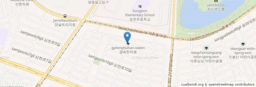 Mapa de ubicacion de 경희한의원 en Zuid-Korea, Seoel, 송파구, 삼전동.