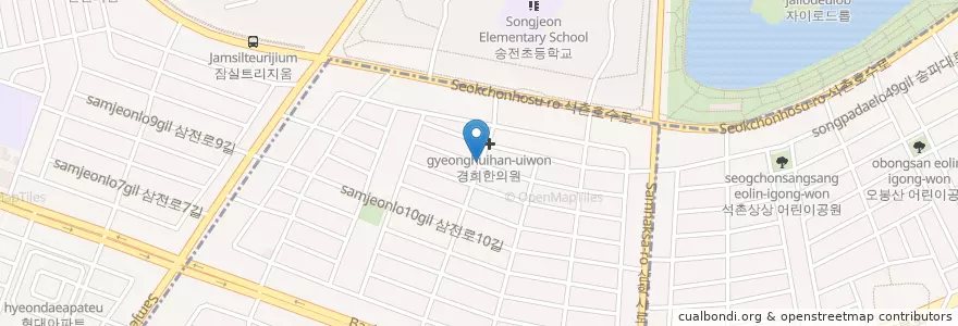 Mapa de ubicacion de 나무아래갤러리 en کره جنوبی, سئول, 송파구, 삼전동.