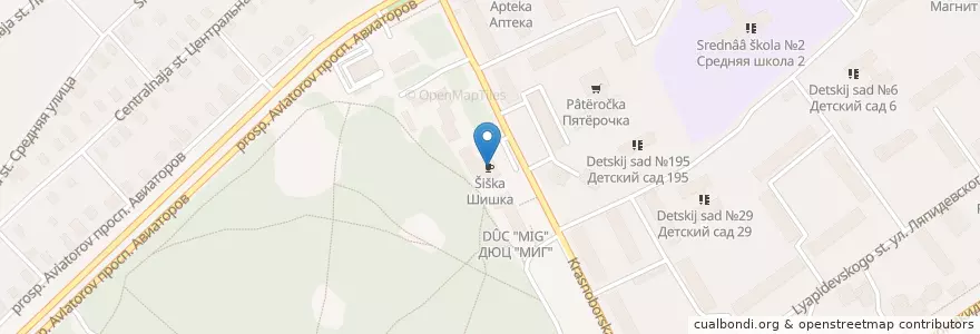 Mapa de ubicacion de Шишка en Russia, Distretto Federale Centrale, Oblast' Di Jaroslavl', Ярославский Район, Городской Округ Ярославль.