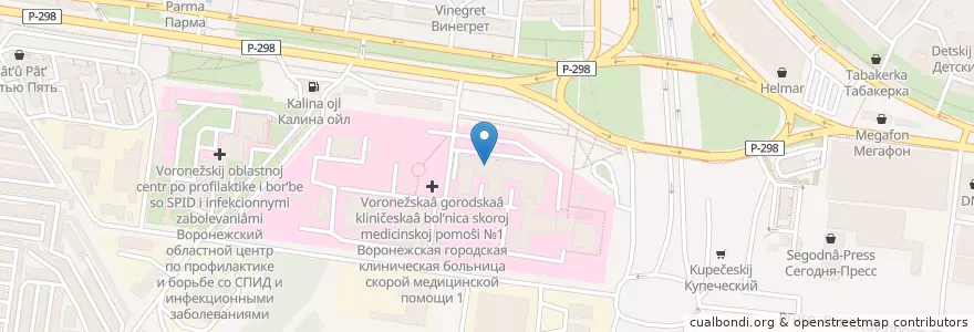 Mapa de ubicacion de Родильное отделение en Rusia, Distrito Federal Central, Óblast De Vorónezh, Городской Округ Воронеж.