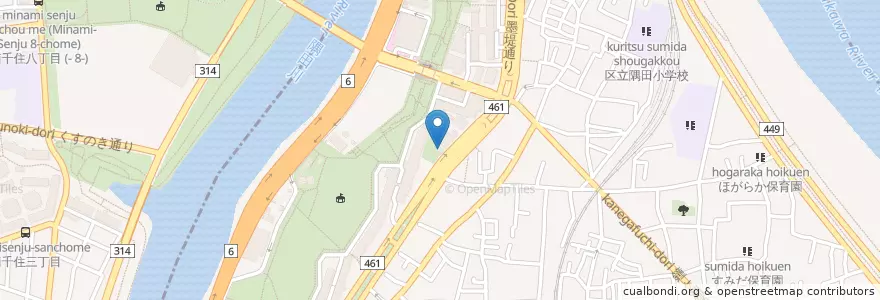 Mapa de ubicacion de 梅若公園内公衆便所 en Japonya, 東京都, 墨田区.
