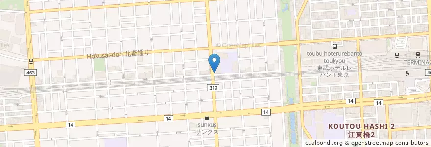 Mapa de ubicacion de 永倉公衆便所 en Japan, 東京都, 墨田区.