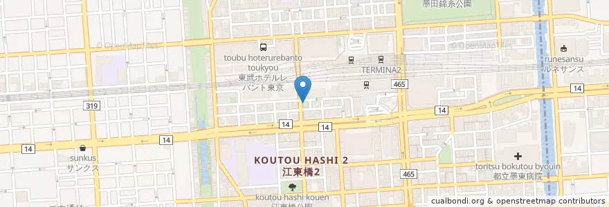 Mapa de ubicacion de 江東橋二丁目公衆便所 en Japon, Tokyo, 墨田区.