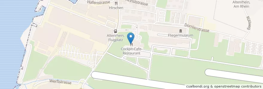 Mapa de ubicacion de Cockpit-Cafe-Restaurant en 스위스, Sankt Gallen, Wahlkreis Rorschach, Thal.