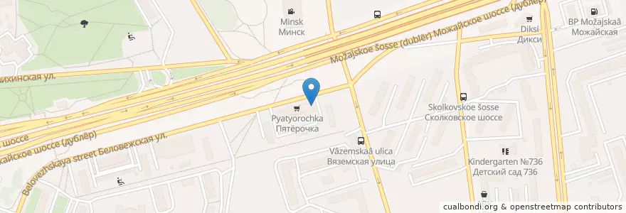 Mapa de ubicacion de ЕваЛайн en 러시아, Центральный Федеральный Округ, Москва, Западный Административный Округ, Можайский Район.