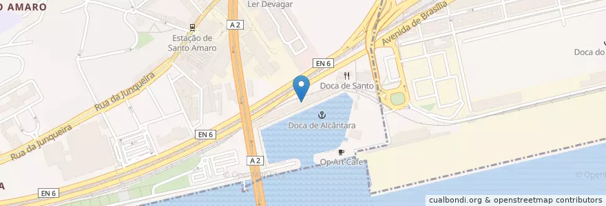 Mapa de ubicacion de Restaurante Doca 6 en 葡萄牙, Área Metropolitana De Lisboa, Lisboa, Grande Lisboa, Alcântara.