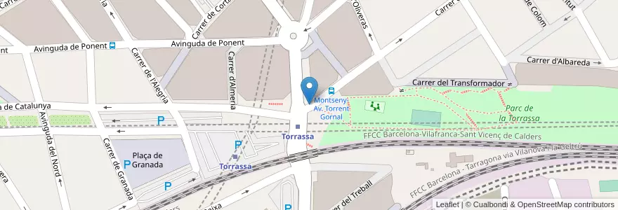 Mapa de ubicacion de 185 METRO L1 La Torrassa en スペイン, カタルーニャ州, Barcelona, バルサルネス, L'Hospitalet De Llobregat.