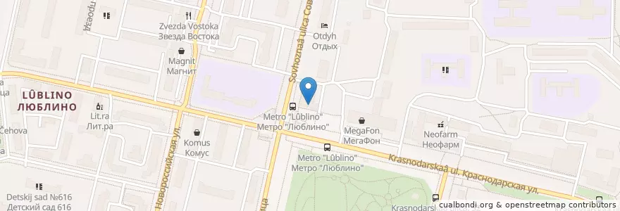 Mapa de ubicacion de Отделение связи 559 en Rússia, Distrito Federal Central, Москва, Юго-Восточный Административный Округ, Район Люблино.