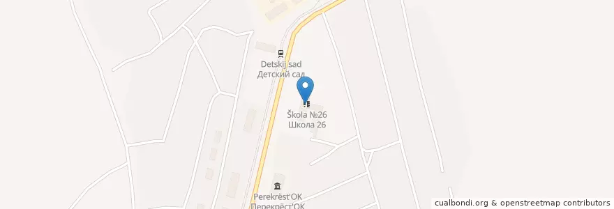 Mapa de ubicacion de Школа №26 en ロシア, シベリア連邦管区, ケメロヴォ州, プロコピエフスキー地区, プロコピエフスキー管区.