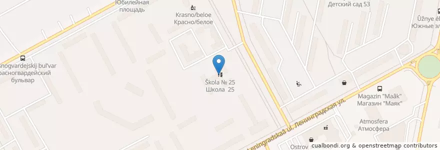 Mapa de ubicacion de Школа № 25 en Rusland, Centraal Federaal District, Oblast Moskou, Городской Округ Подольск.