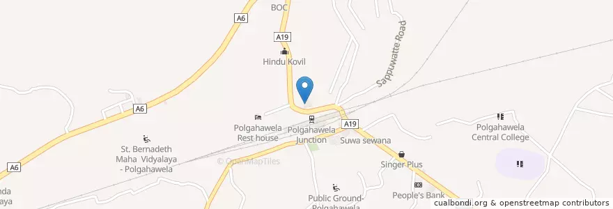 Mapa de ubicacion de Polgahawela en ශ්‍රී ලංකාව இலங்கை, වයඹ පළාත, කුරුණෑගල දිස්ත්‍රික්කය.