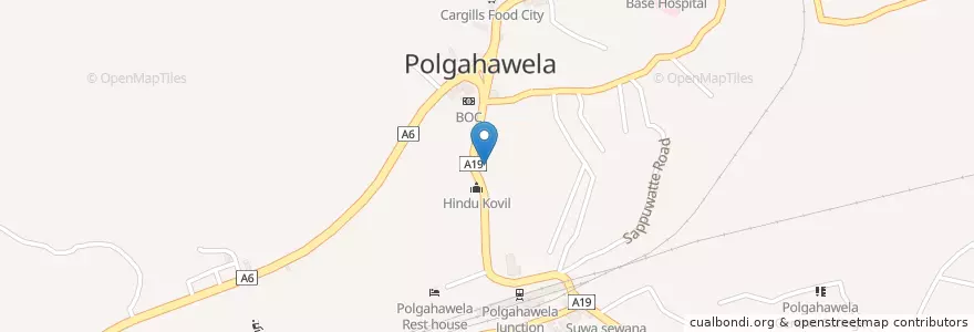 Mapa de ubicacion de Polgahawela Police Station en Sri Lanka, වයඹ පළාත, කුරුණෑගල දිස්ත්‍රික්කය.