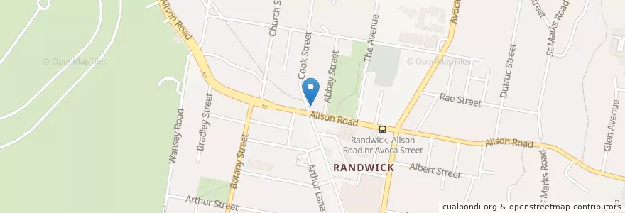 Mapa de ubicacion de Randwick Presbyterian Church en Australien, Neusüdwales, Sydney, Randwick City Council.
