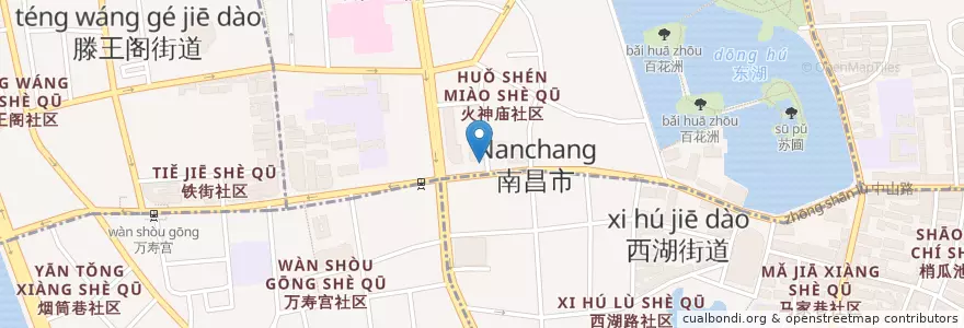 Mapa de ubicacion de 肯德基 en 중국, 장시성, 난창시, 东湖区, 百花洲街道.