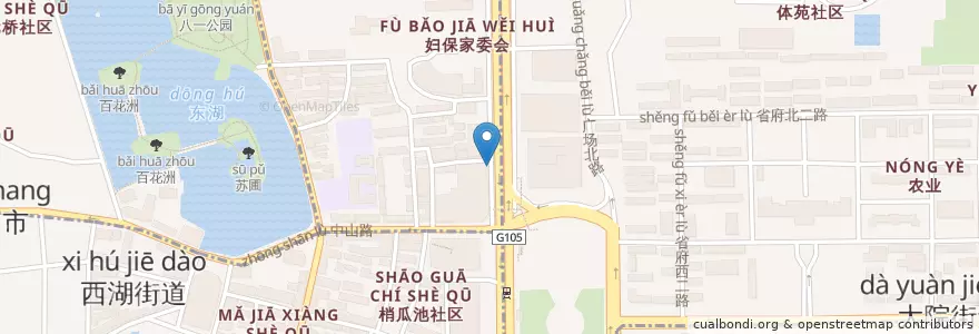 Mapa de ubicacion de 肯德基 en 中国, 江西省, 南昌市, 东湖区, 公园街道.